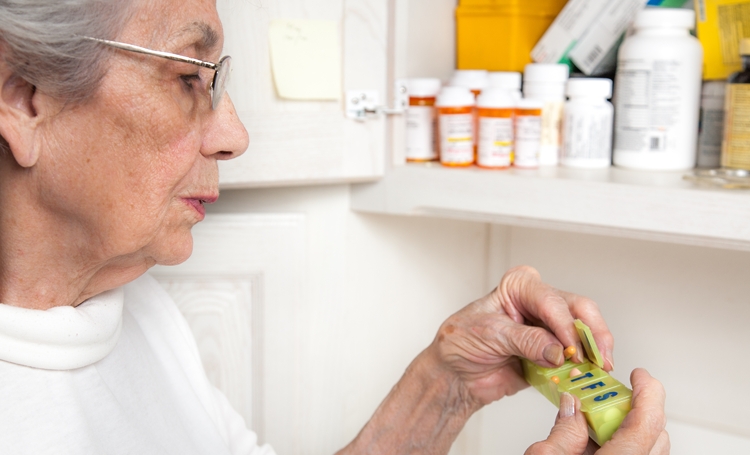 Caixa de armazenamento de medicamentos com desenho de linha de